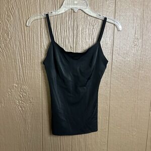 True & Co. Black Camisole Tank Top Smoothing Layering Sz M Fitted Adjustable